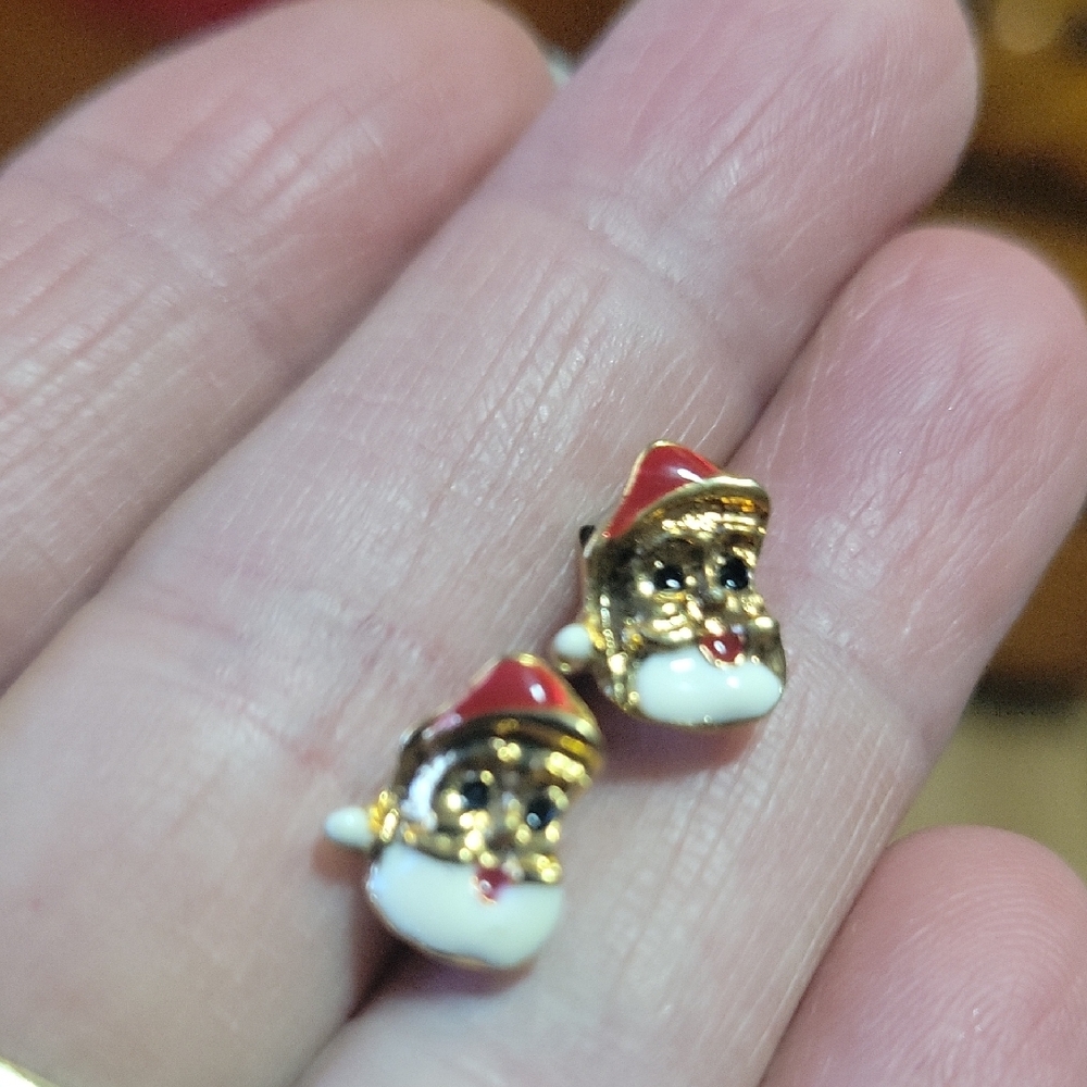 Gold and Red Santa Earrings